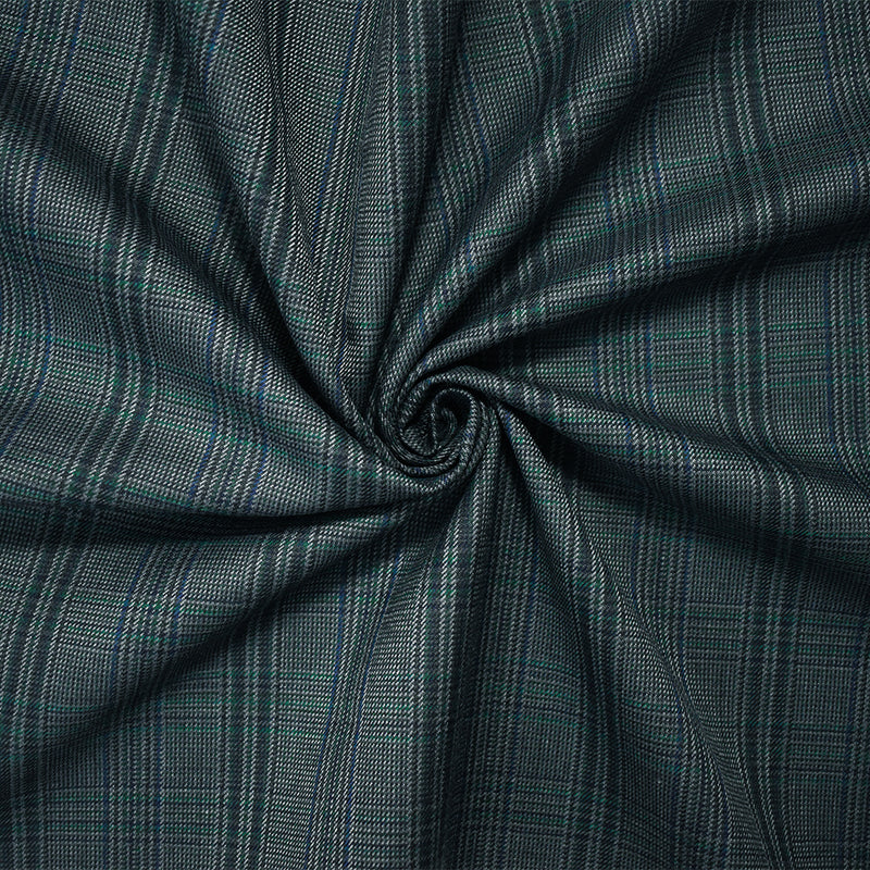 Green-Blue-Multi Wool-Poly Japanese Plaid Woven Suiting Fabric