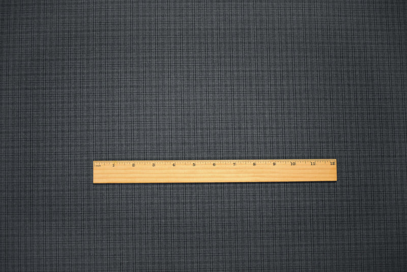 Gray-Black Poly-Wool Japanese Plaid Woven Suiting Fabric