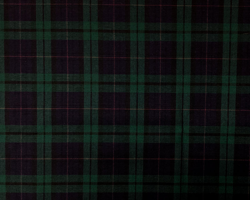 Navy-Green-Multi Poly-Wool Japanese Plaid Twill Suiting Woven Fabric