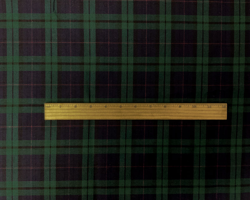 Navy-Green-Multi Poly-Wool Japanese Plaid Twill Suiting Woven Fabric