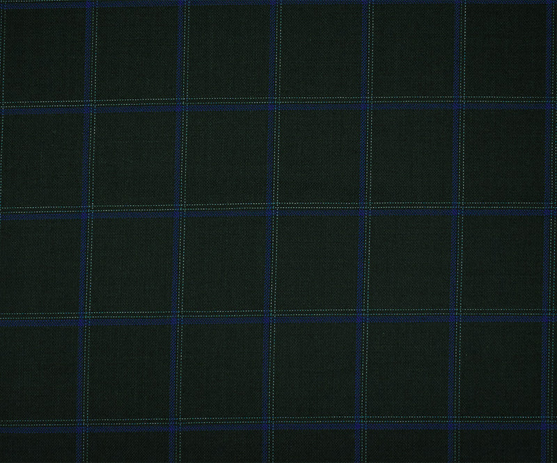 Black-Blue-Gray Tropical Poly Wool Check Twill Suiting Woven Fabric