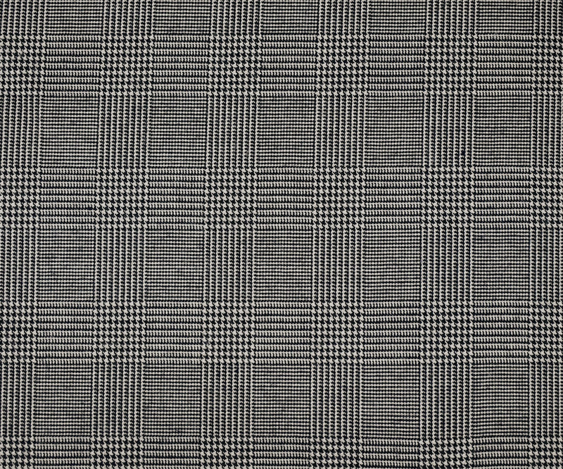 Black-White Wool-Polyester Glen Plaid Woven Suiting Fabric
