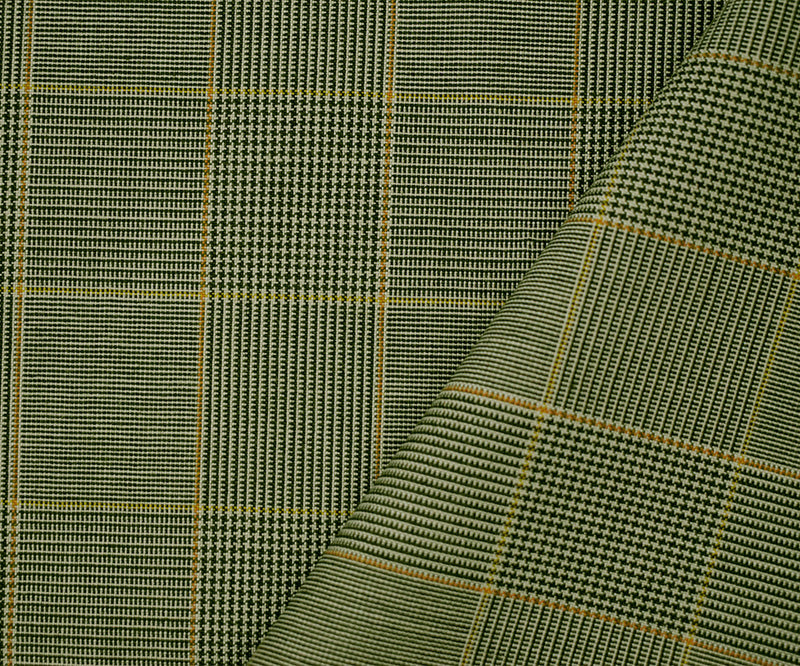 Black-Brown-Gray Poly Wool Glen Plaid Check Shirting Woven Fabric