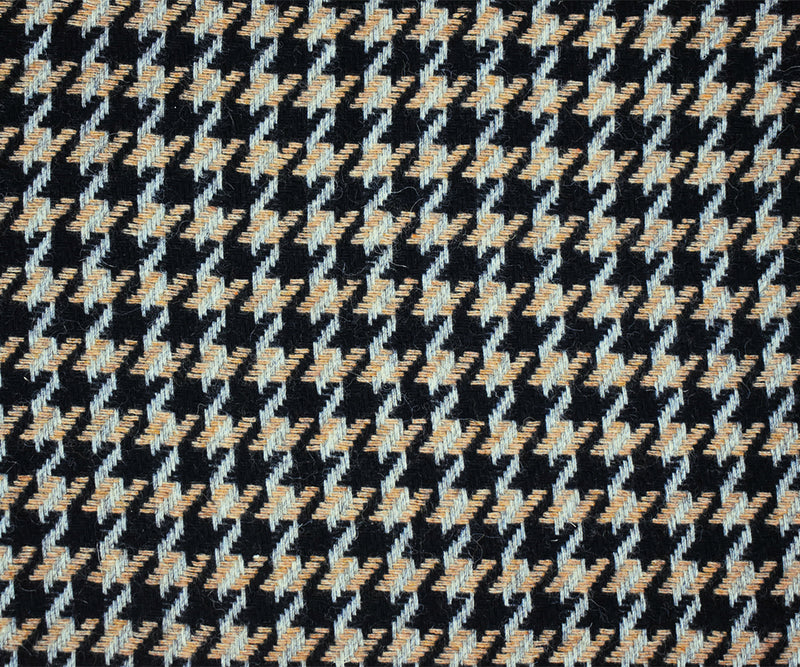 Black-Brown-Gray Wool-Poly Houndstooth Woven Jacketing Fabric