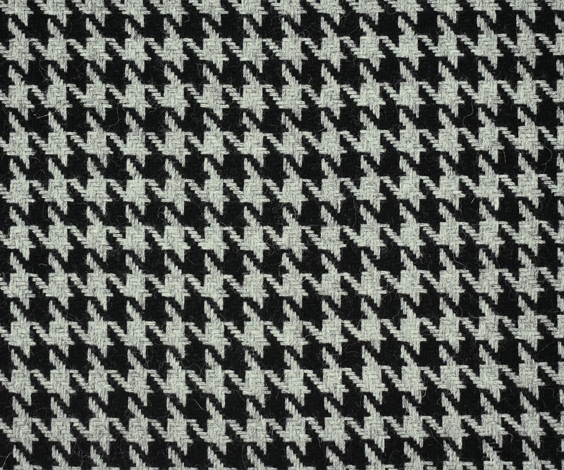 Black-Gray Wool-Polyester Houndstooth Woven Jacketing Fabric