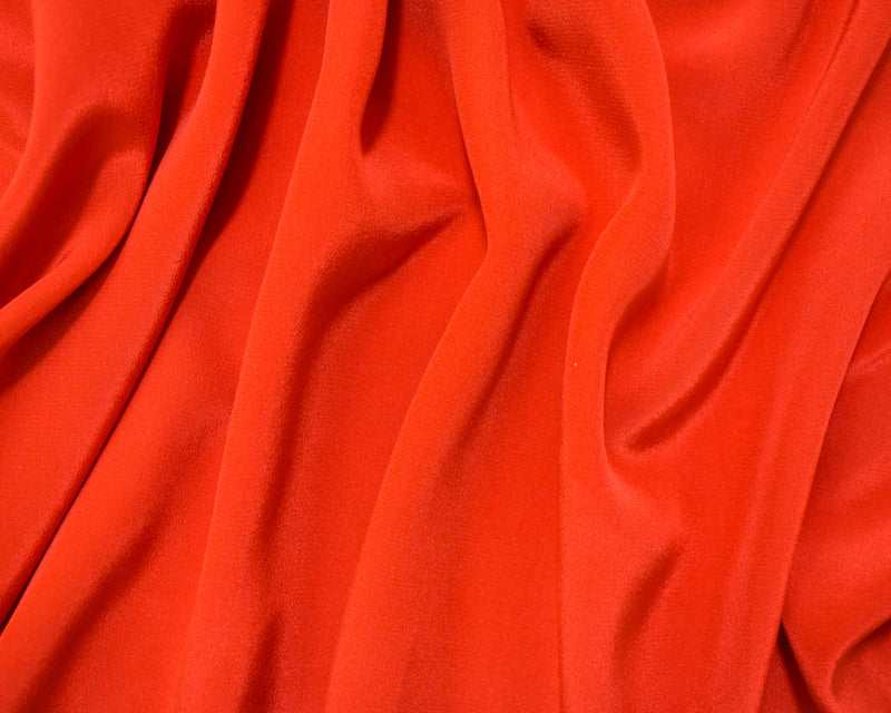 Orange Silk Famous Designer Crepe De Chine Woven Fabric