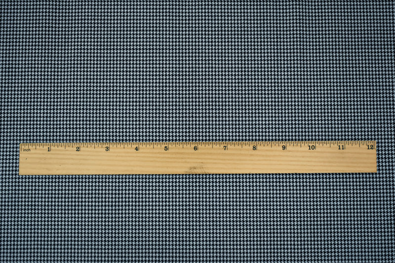 Black-Light Blue Wool-Polyester Houndstooth Woven Suiting Fabric