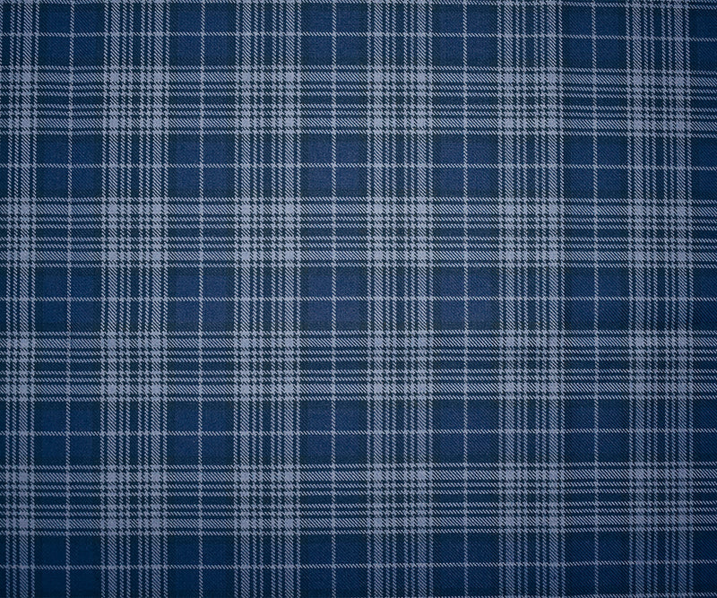 Blue-Black Wool-Polyester Plaid Woven Twill Suiting Fabric