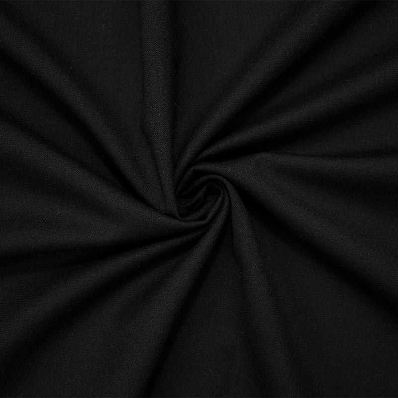 Black Wool-Polyester Black Solid Twill Woven Suiting Fabric