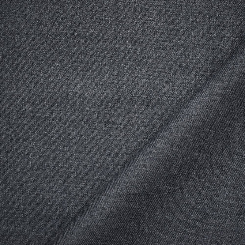 Medium Gray Wool-Poly Texture Twill Woven Suiting Fabric