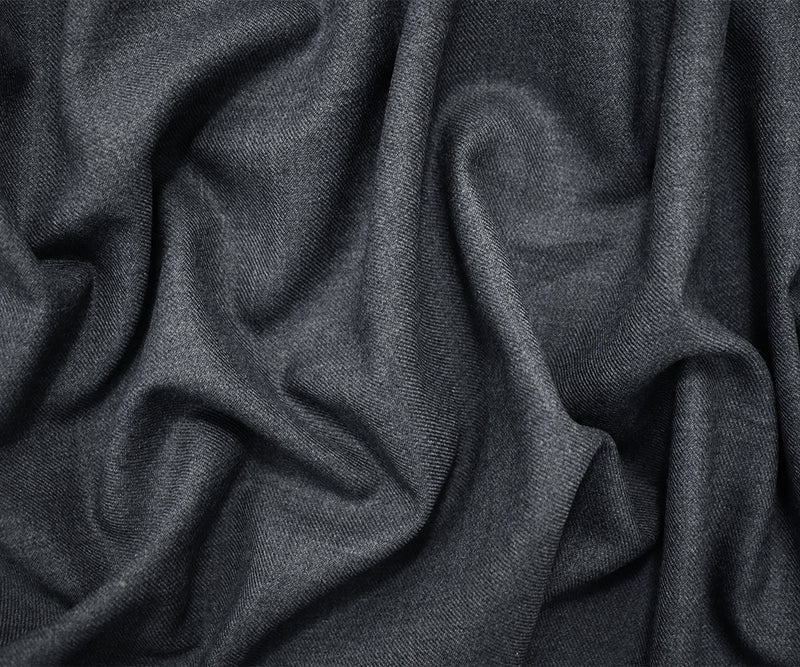 Medium Gray Wool-Poly Texture Twill Woven Suiting Fabric