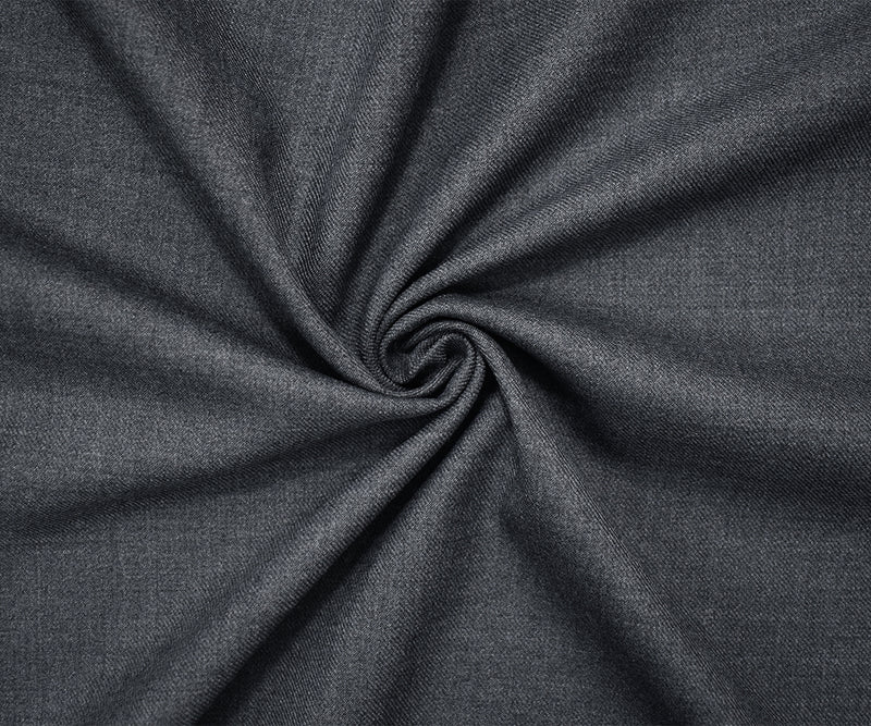 Medium Gray Wool-Poly Texture Twill Woven Suiting Fabric