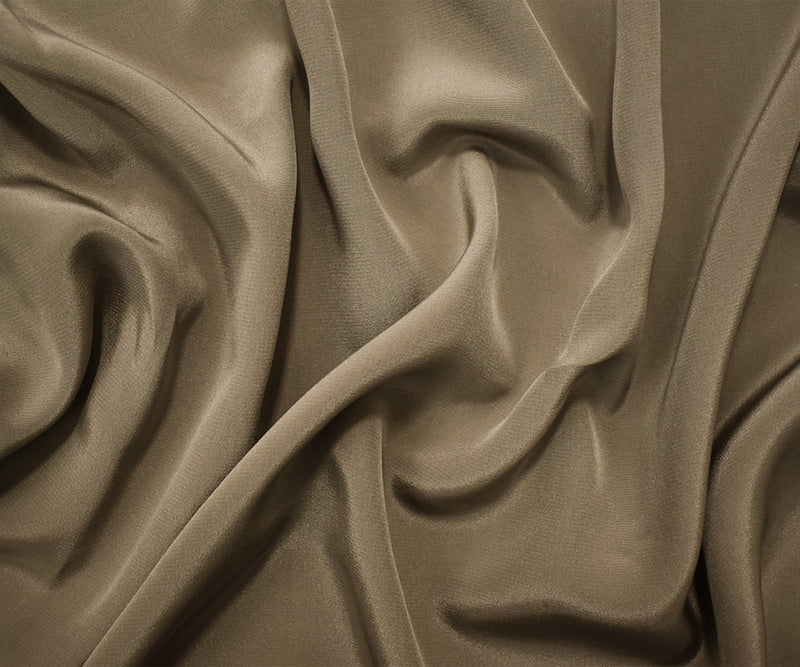 Taupe Brown Famous Designer Silk Crepe De Chine Woven Fabric