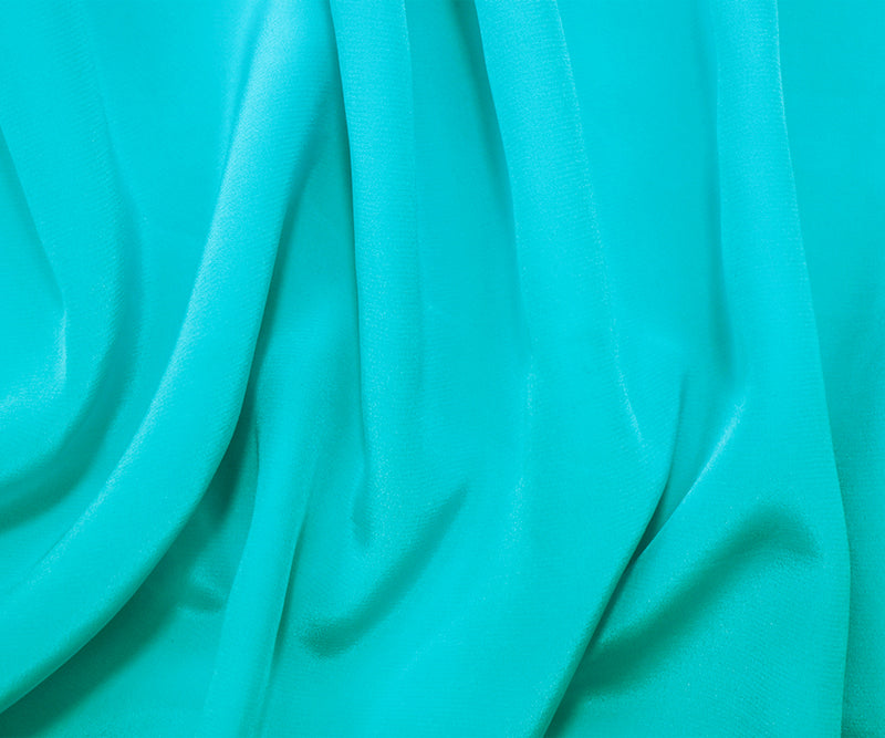 Aqua Teal Famous Designer Crepe De Chine Woven Fabric