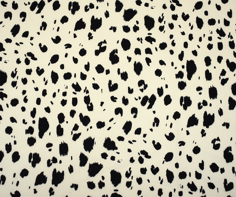Black-White Famous Designer Spots Print Dobby Crepe Woven Fabric