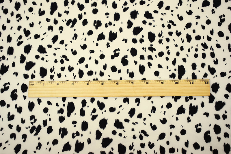 Black-White Famous Designer Spots Print Dobby Crepe Woven Fabric