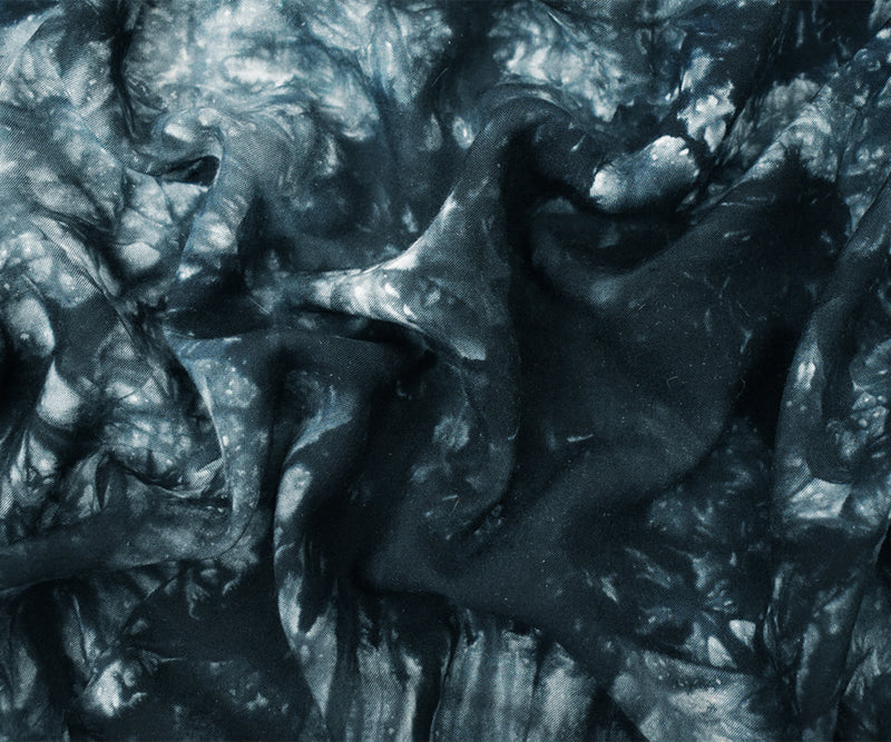 Deep Blue-Multi Famous Designer Tie Dye Challis Woven Fabric