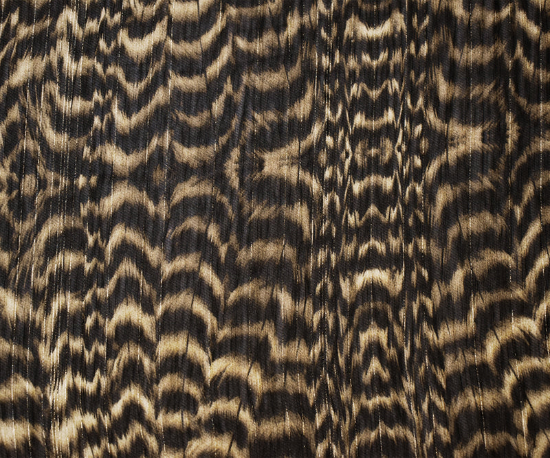 Brown-Gold-Multi Famous Designer Tiger Crinkled Chiffon Fabric