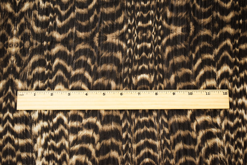 Brown-Gold-Multi Famous Designer Tiger Crinkled Chiffon Fabric