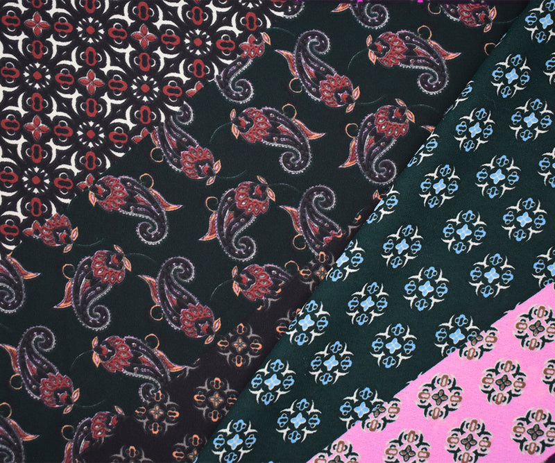 Pink-Multi Designer Pattern Diagonal Print Georgette Fabric