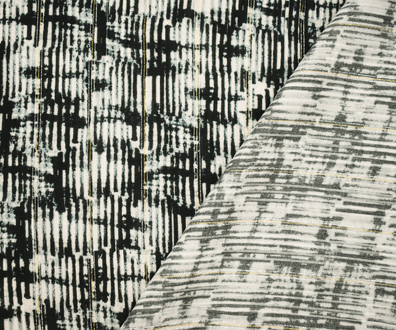 Black-Multi Famous Designer Shadow Grid Challis Fabric