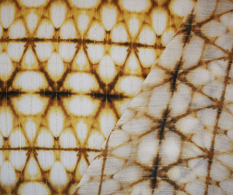 Brown-Multi Famous Designer Prism Crinkled Georgette Fabric