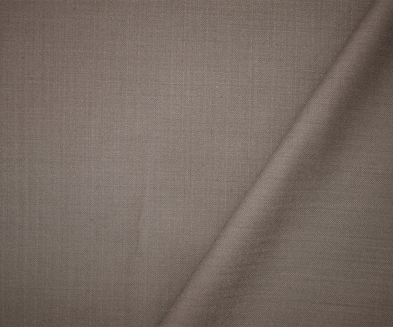 Taupe Brown Poly-Wool Japanese Herringbone Shirting Woven Fabric
