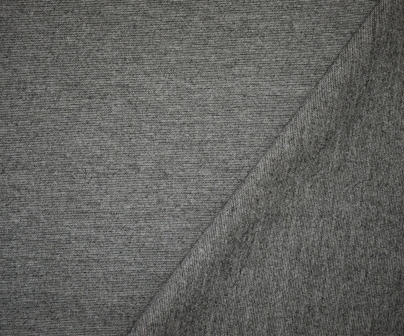 Gray-Black Poly-Cotton Stretch Spandex Textured Double Knit Fabric