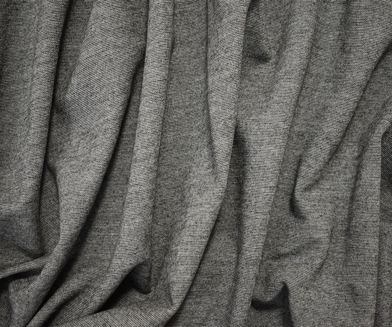 Gray-Black Poly-Cotton Stretch Spandex Textured Double Knit Fabric