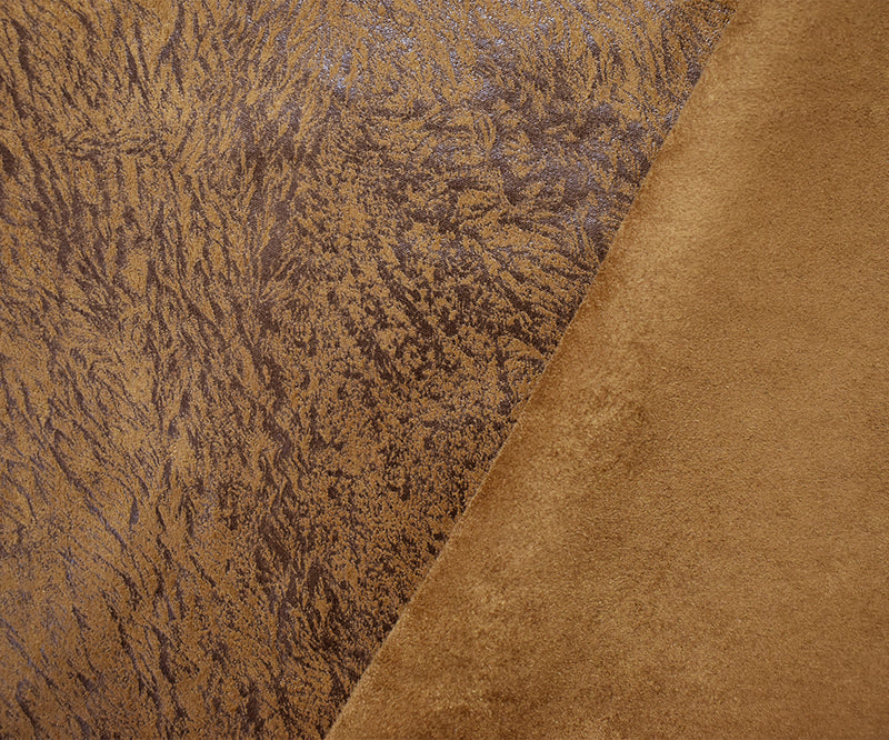 Brown Polyester Poly Texture Stretch Printed Microsuede Knit Fabric