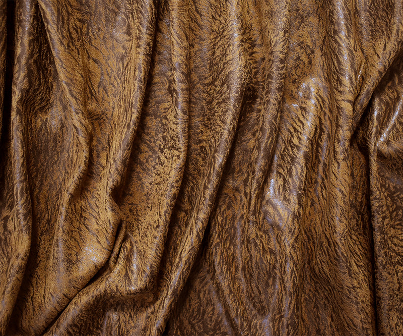 Brown Polyester Poly Texture Stretch Printed Microsuede Knit Fabric