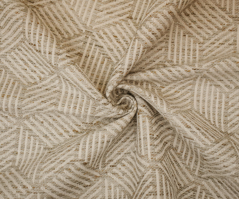 Beige-Gray-Brown Polyester Blend 3D Cube Stripe Damask Decorating Fabric