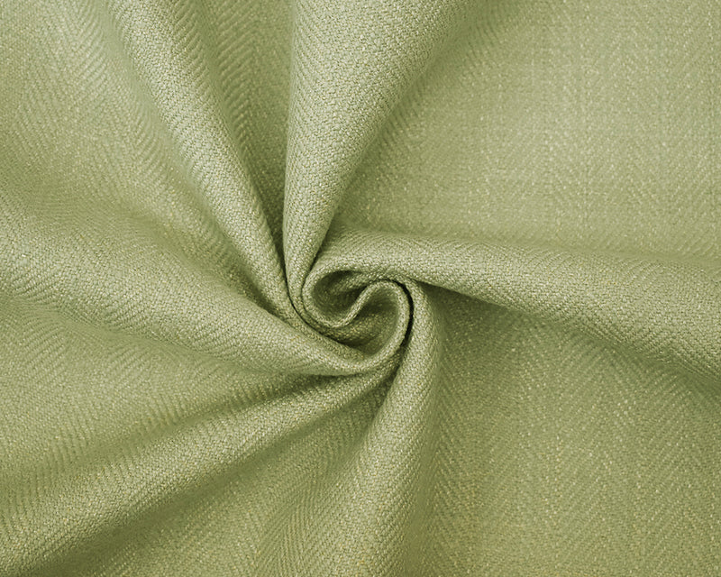 Green-Yellow-Ivory Cotton-Poly Broken Herringbone Woven Decorating Fabric