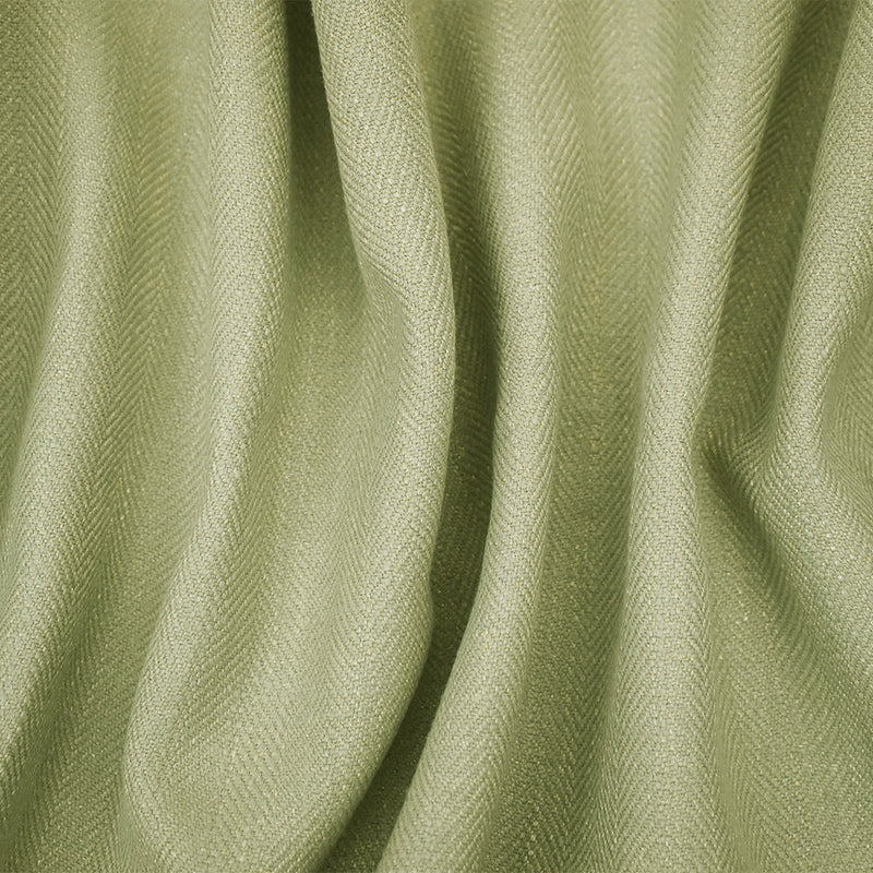 Green-Yellow-Ivory Cotton-Poly Broken Herringbone Woven Decorating Fabric