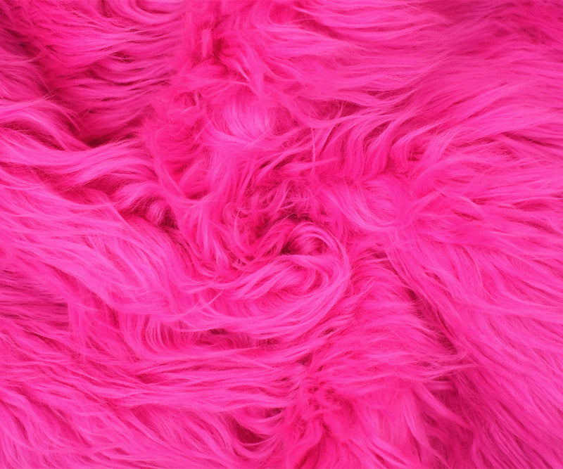 Hot Pink Acrylic Polyester High Pile Shaggy Faux Fur Knit Fabric