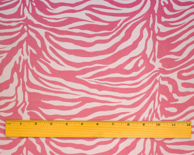 Pink-Pale Gray Zebra Printed Stretch Silk Jersey Knit Fabric