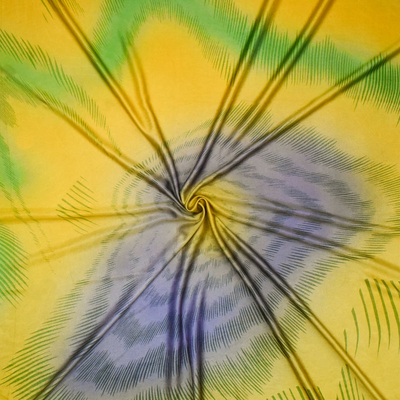 Yellow-Green-Multi Tye Die Stripes Printed Silk Jersey Knit Fabric