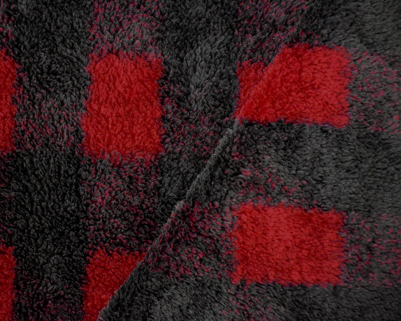 Red-Black Polyester Check Plaid Double Sided Fleece Knit Fabric