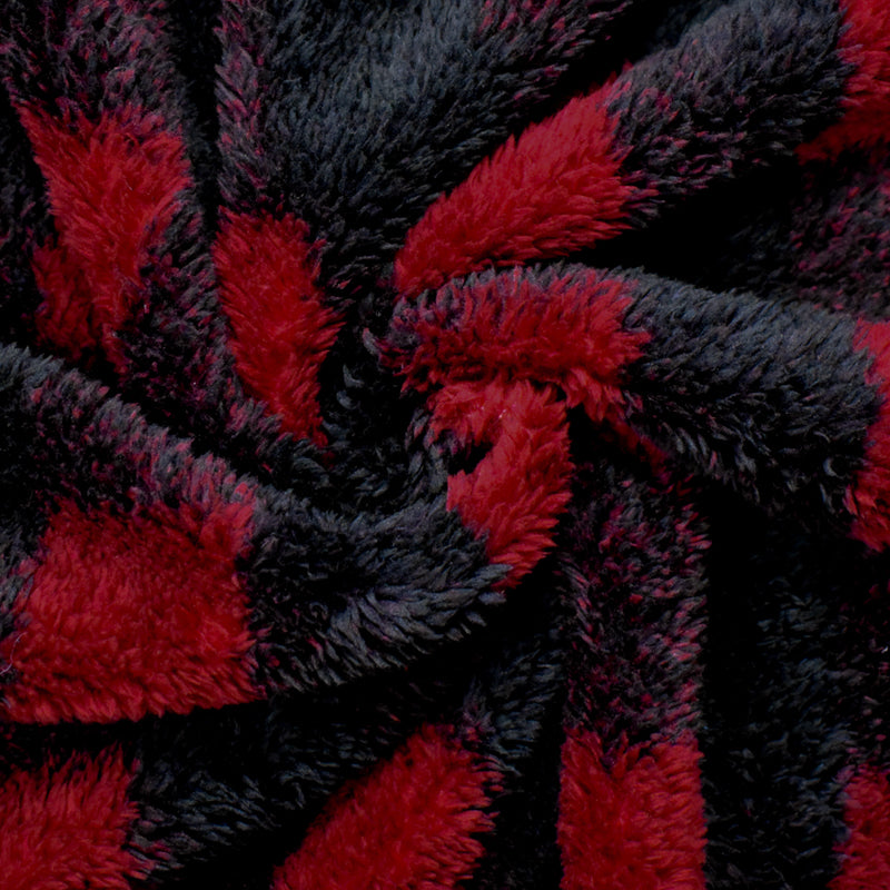 Red-Black Polyester Check Plaid Double Sided Fleece Knit Fabric
