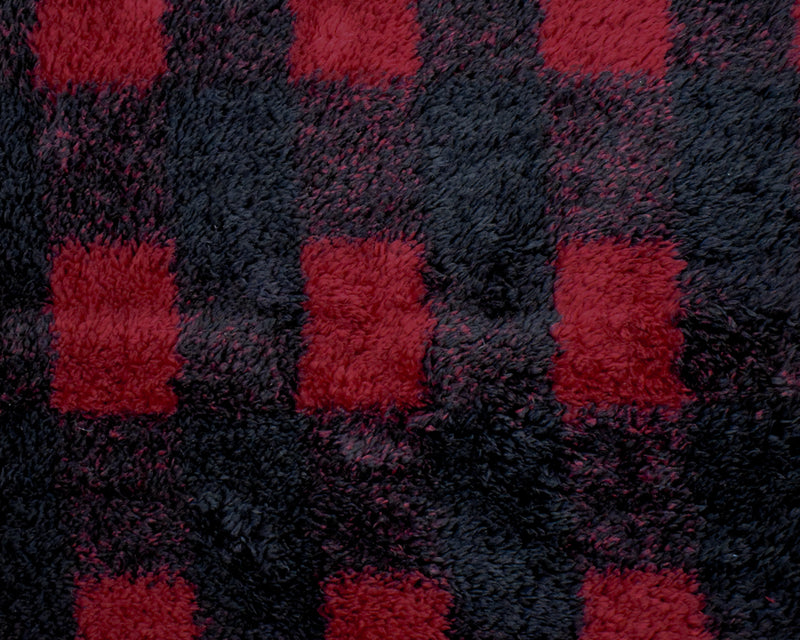 Red-Black Polyester Check Plaid Double Sided Fleece Knit Fabric