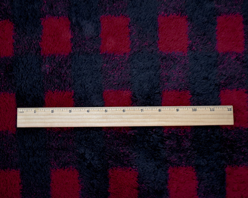 Red-Black Polyester Check Plaid Double Sided Fleece Knit Fabric