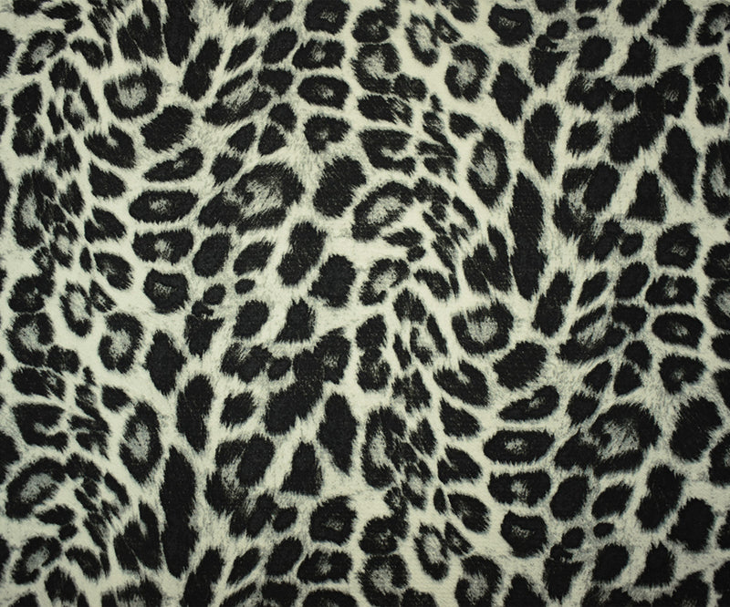 Black-Gray Poly Leopard Print Stretch Spandex Liverpool Double Knit Fabric