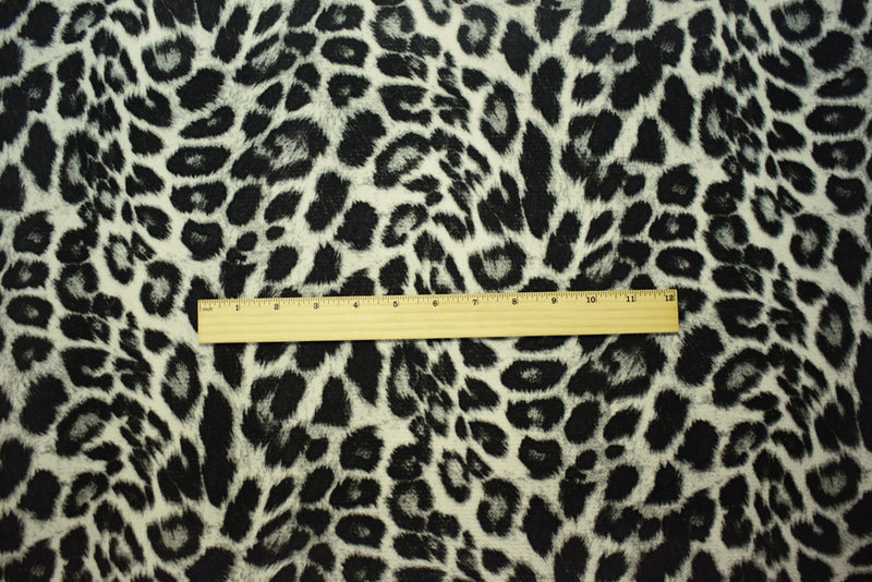 Black-Gray Poly Leopard Print Stretch Spandex Liverpool Double Knit Fabric