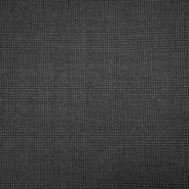 Black-Gray Wool-Polyester Glen Plaid Suiting Woven Fabric