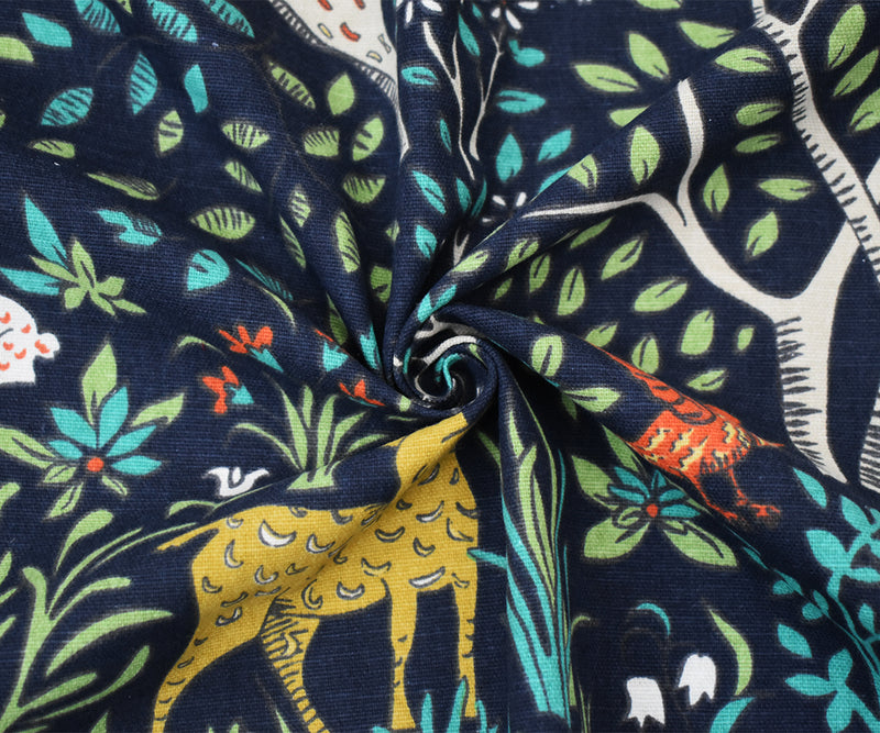 Navy-Multi Robert Allen Cotton Folkland Admiral Print Canvas Decorating Fabric