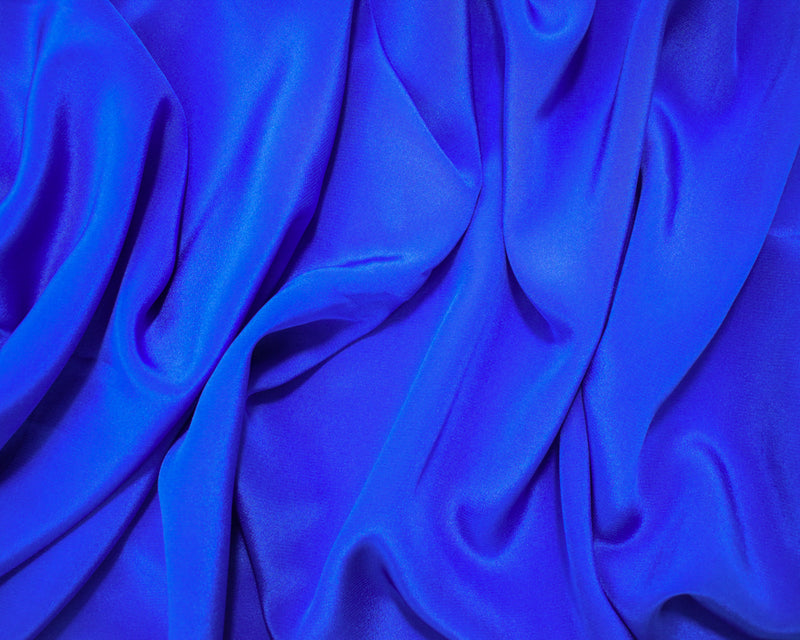 Blue Silk Famous Designer Crepe De Chine Woven Fabric