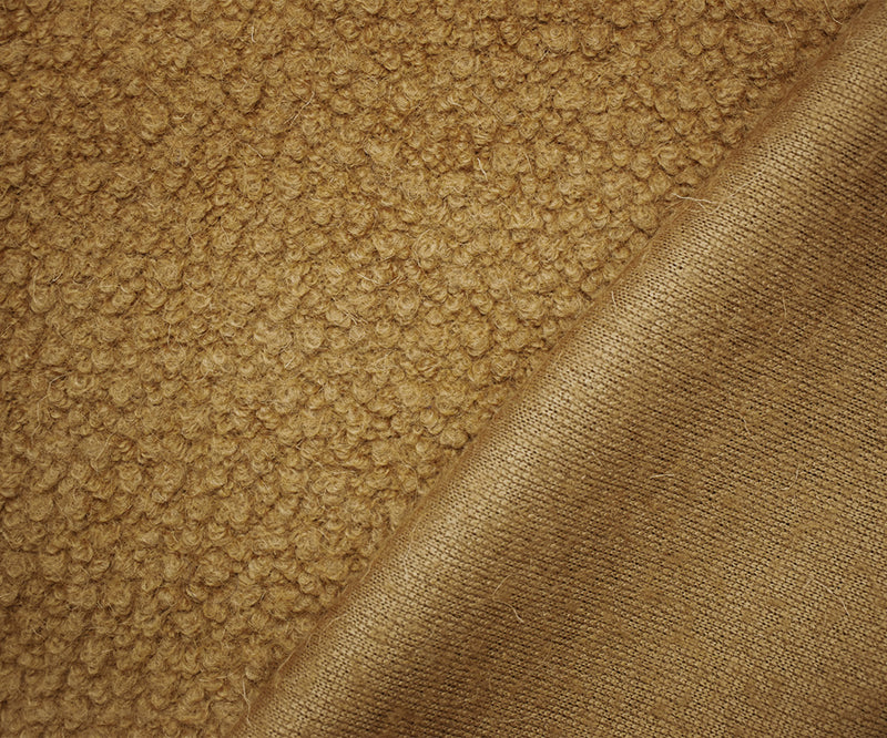 Brown Wool-Poly Boucle Knit Fabric