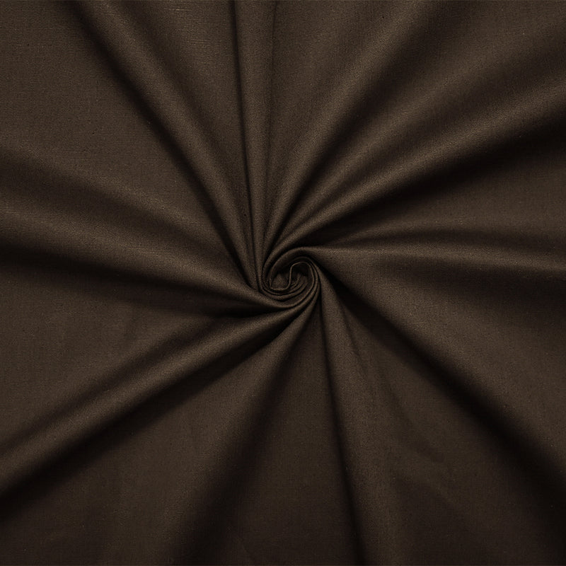 Brown Cotton Solid Stretch Spandex Poplin Woven Fabric