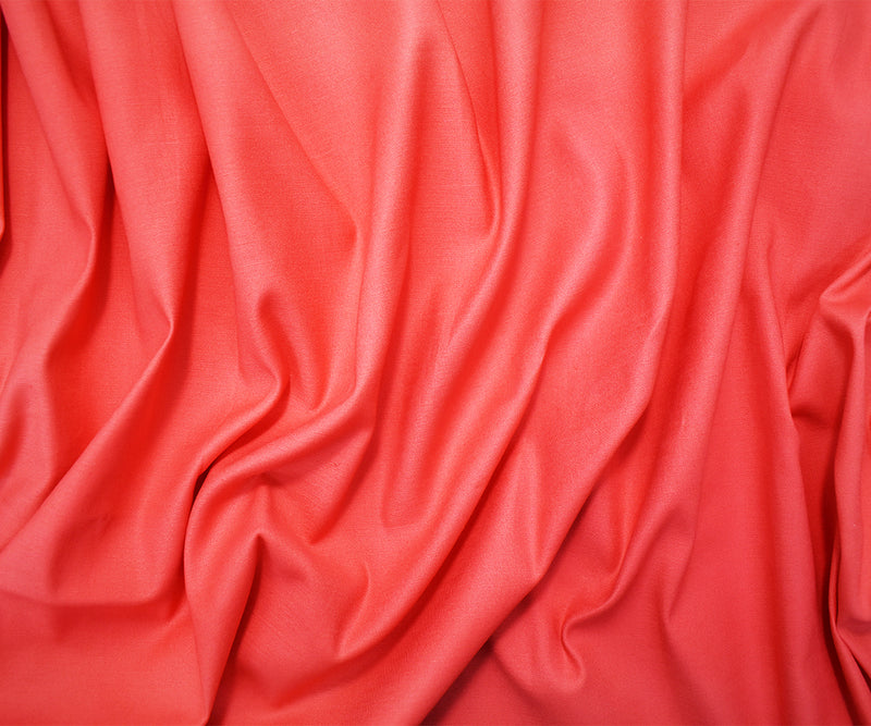 Coral Red Cotton Solid Sateen Woven Fabric