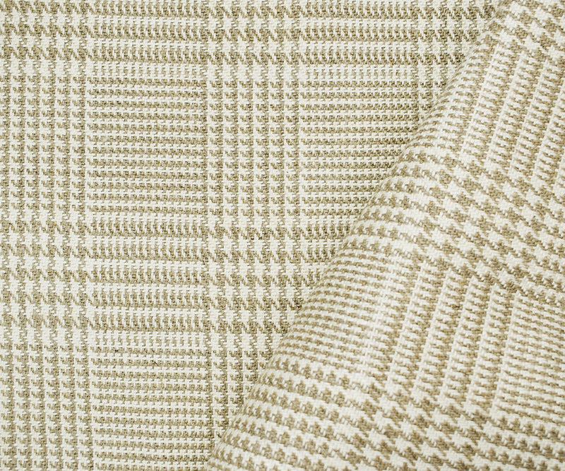 Natural White-Taupe Linen Glen Plaid Home Decorating Fabric